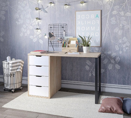 Стол Соло 1200 мм (дуб сонома+белый) от Династия Kids