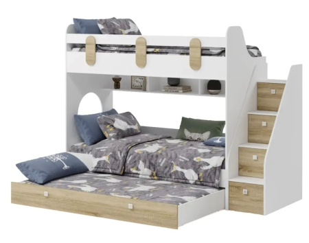 Кровать Фортуна-3 (корпус белый + фасады дуб сонома) 190*80 от Династия Kids