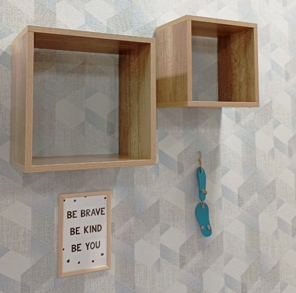 Комплект интерьерных полок Кубики (дуб каньон) от Династия Kids