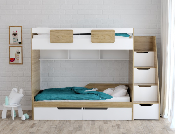 Кровать-чердак Мозаика + кровать Мозаика 190х90