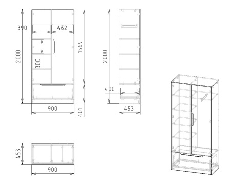 Шкаф гардеробный с ящиком Мозаика-2 от Династия Kids