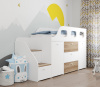 Кровать-чердак Хэппи 180х80 (дуб каньон+белый) 