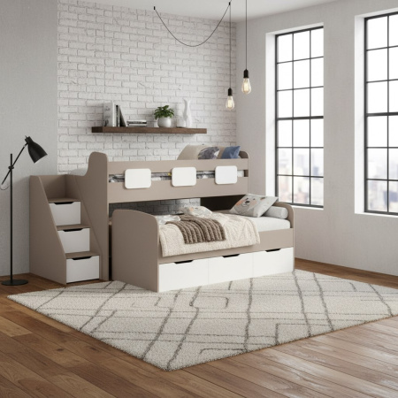 Кровать 2-х ярусная Городок 190х90 (дуб сонома+белый) от Династия Kids