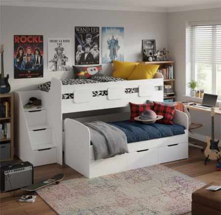 Двухъярусная кровать Городок (цвет белый) от Династия Kids