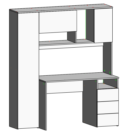 Стол Кабинет 1550 мм (корпус дуб каньон + фасады белые). Левый/правый