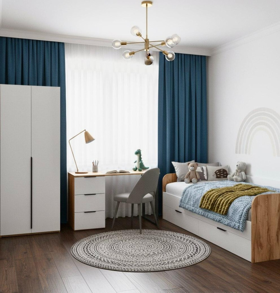 Комплект мебели Брайт Золотистый: кровать 200х90 + стол + шкаф