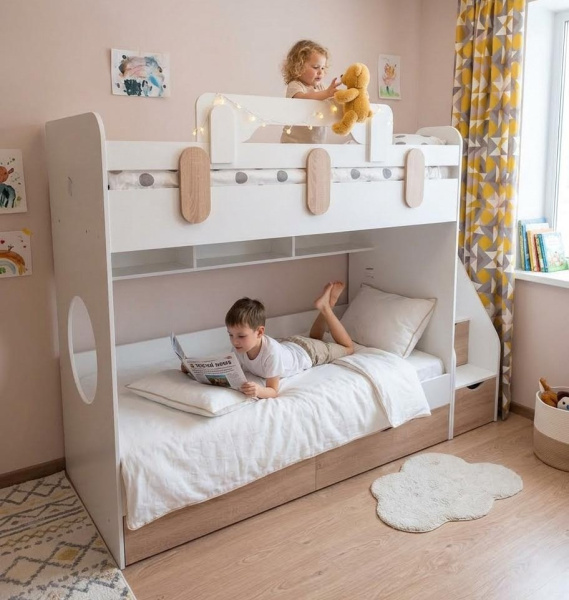 Двухъярусная кровать Фортуна 180х80 (дуб сонома + белый)