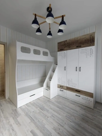 Кровать 2-х ярусная Умка-6 (дуб сонома+белый) 190х80  от Династия Kids