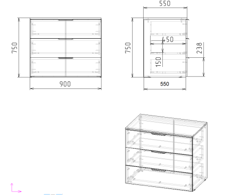 Комод коллекции Брайт Велюр (с доводчиками) от Династия Kids