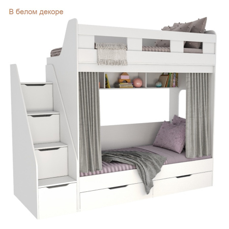 Кровать двухъярусная Твинс 190х90 (серебро + белый) от Династия Kids