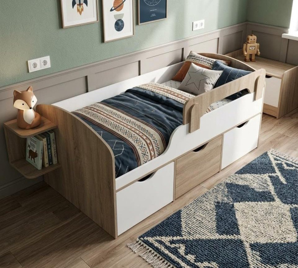 Кровать Малыш 160х80  (дуб сонома + белый)