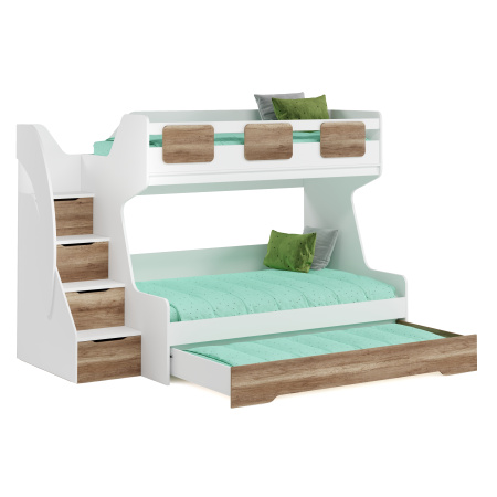 Кровать МЕГА ПРЕМИУМ 120х200 (корпус белый + фасады дуб каньон)