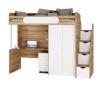 Кровать-чердак Колледж-2 (дуб золотистый + белый) 200х90 от Династия Kids