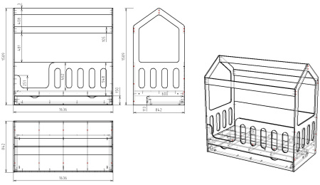 Кровать Теремок 160х80 (дуб шавиниган) с ящиком от Династия Kids