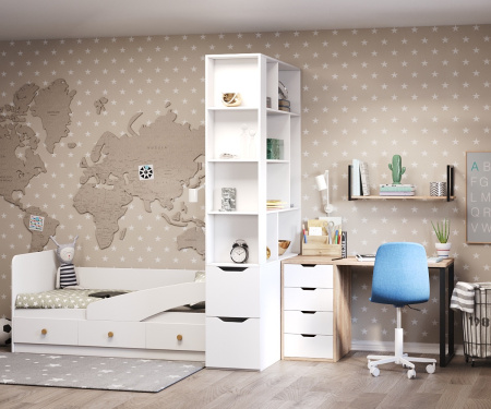 Стол Соло 120 см (дуб каньон+белый)  от Династия Kids