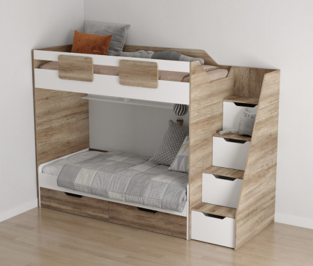 Кровать-чердак + кровать Лайт Лофт (правая/левая) 190х90 от Династия Kids
