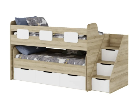 Двухъярусная кровать Городок (цвет белый) от Династия Kids