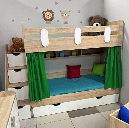 Кровать 2-х ярусная Фортуна (дуб сонома + белый)  от Династия Kids