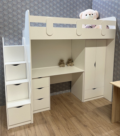 Кровать-чердак Уют-2 + Стол Уют-2 + Шкаф Уют-2  от Династия Kids