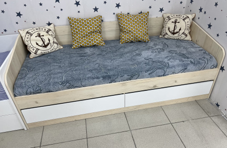 Кровать Джуни 190х80 с ящиками (гаскон пайн+белый)