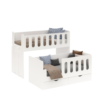 Выдвижная 2-х ярусная кровать Близняшки 180х80 от Династия Kids