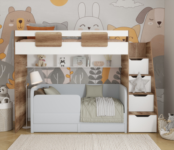 Комплект мебели: кровать-чердак Лайт Лофт + кровать Nepos