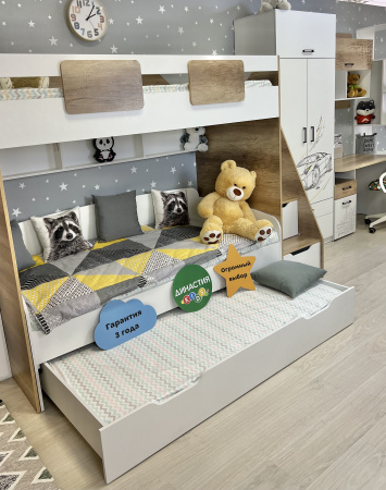 Кровать-чердак Лайт Лофт + кровать Двушка 190х90 от Династия Kids