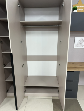 Шкаф 2-х дверный коллекции Брайт Велюр (внутри штанга + полки) от Династия Kids