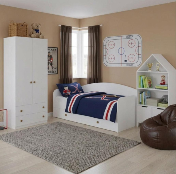 Комплект коллекции Умка: кровать 190х90 + шкаф + стеллаж-домик 