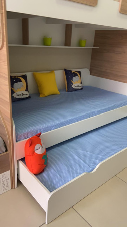 Кровать-чердак Мозаика-2 + кровать Двушка (цвет белый) 190х90 от Династия Kids