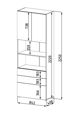 Пенал-стеллаж Модница 1 New от Династия Kids