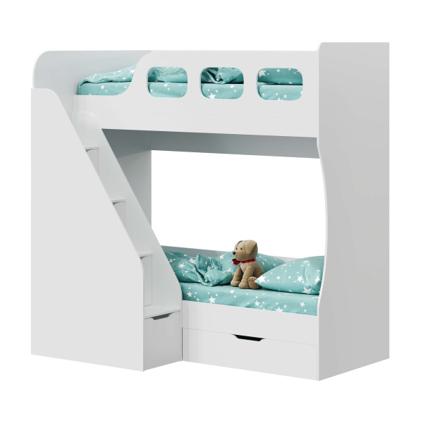 Кровать 2-х ярусная Умка-6 (лестница слева) 190х80 от Династия Kids