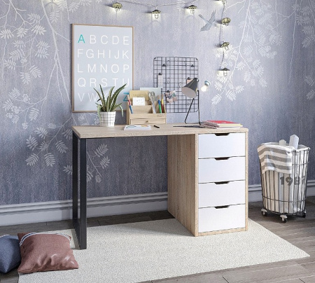 Стол Соло 1200 мм (дуб сонома+белый) от Династия Kids