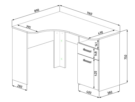 Стол угловой коллекции Престиж (с принтом) от Династия Kids