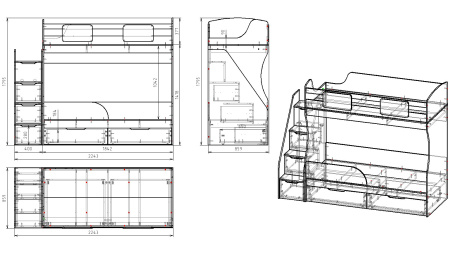 Двухъярусная кровать Дуэт 180х80  с бортиком от Династия Kids