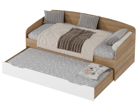 Кровать выдвижная Двушка (дуб сонома + белый) 190х90