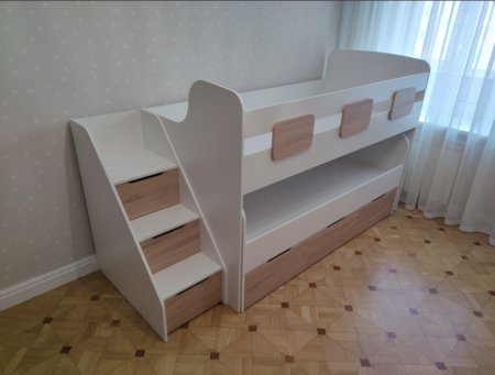 Двухъярусная кровать Городок (цвет белый) 190х90 + 180х80 от Династия Kids