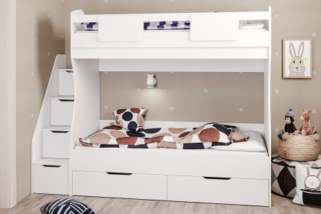 Двухъярусная кровать МИА (цвет белый) 180х80 от Династия Kids