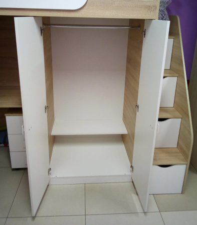 Кровать-чердак 90х200 Колледж-2 (дуб сонома + белый) от Династия Kids