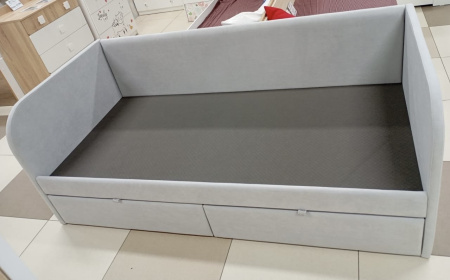 Мягкая кровать Слайт Классика 190х80. Велюр Teddy 313 (серый)