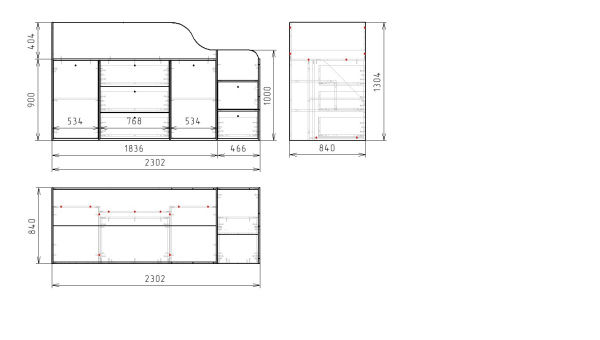 Кровать-чердак Хэппи-2 (правая/левая лестница) от Династия Kids