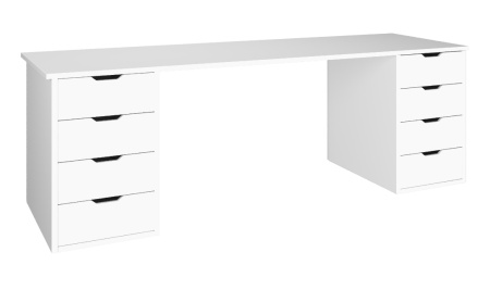 Стол Дуэт 2000 мм (белый) две тумбы. Столешница 22 мм от Династия Kids