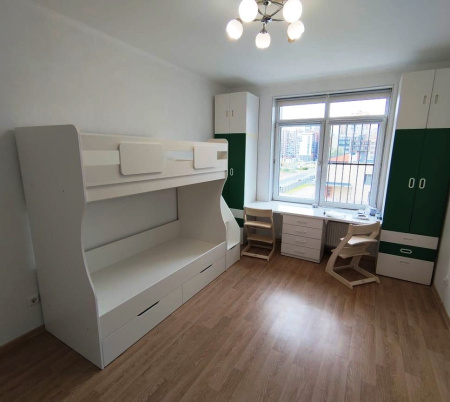 Кровать 2-х ярусная Миа (велюр + белый) 180х80 от Династия Kids