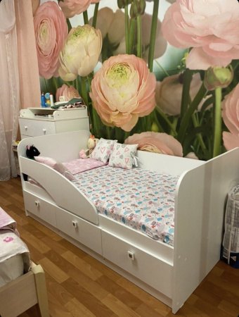 Кровать 160х80 Умка-5 с бортиком и ящиками  от Династия Kids