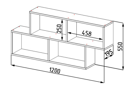 Комплект для 2 школьников Брайт Золотистый (2 полки + стеллаж-перегородка + 2 стола) от Династия Kids