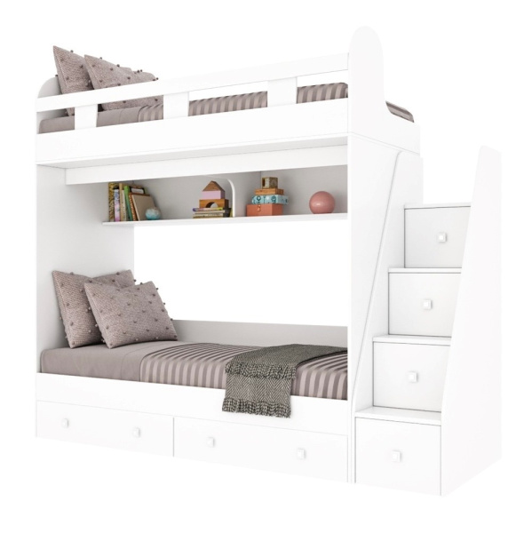 Двухъярусная кровать Юниор-2 (цвет белый) 190х80