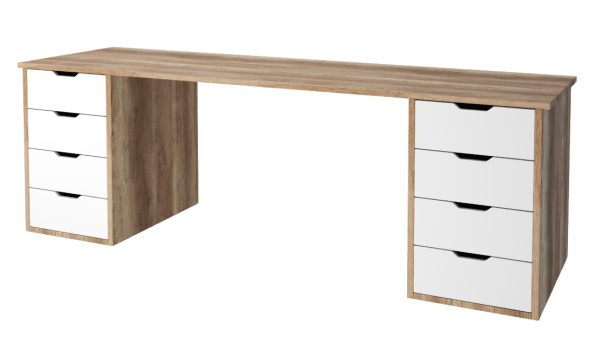 Стол Дуэт 2000 мм (две тумбы) дуб каньон + белый