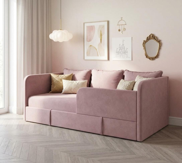 Диван-кровать Кэви (всё в комплекте). Велюр Velutto 11 (пудровый)