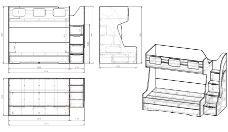 Кровать МЕГА ПРЕМИУМ (корпус дуб каньон + фасады белые) 120х200
