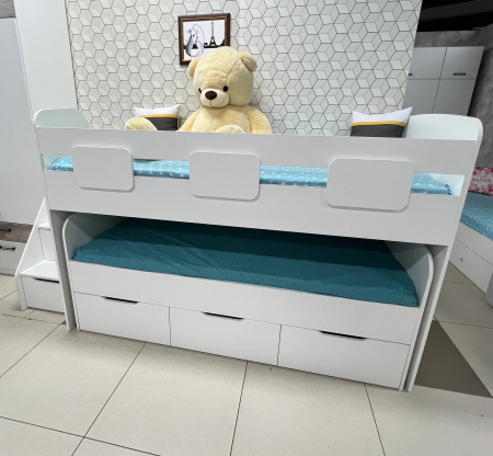 Кровать двухъярусная Городок (цвет белый) от Династия Kids